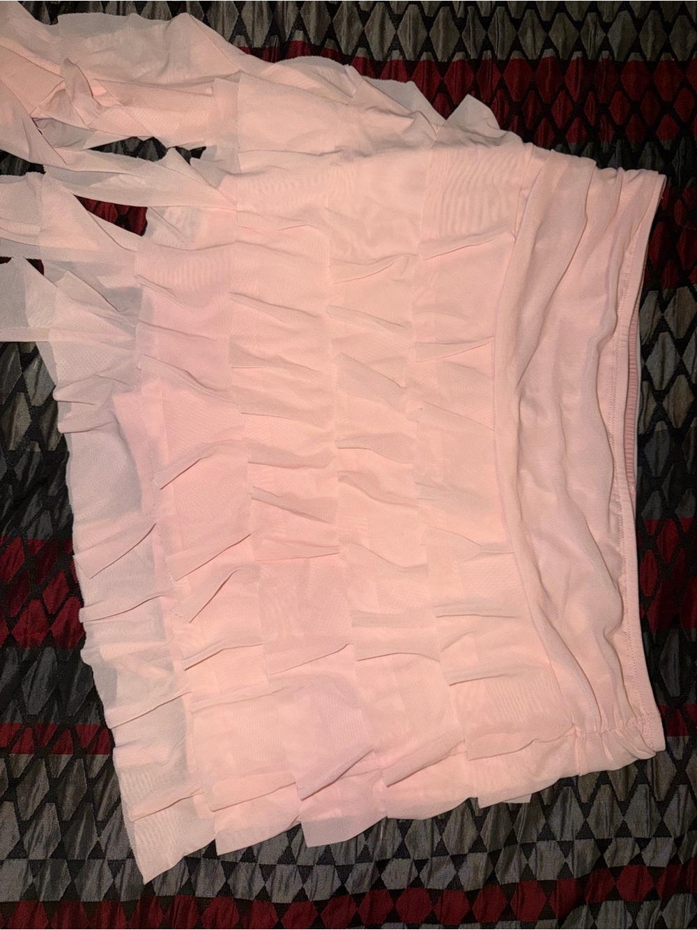 Pink Ruffled Asymmetric Mini Skort - Picture 2 of 5